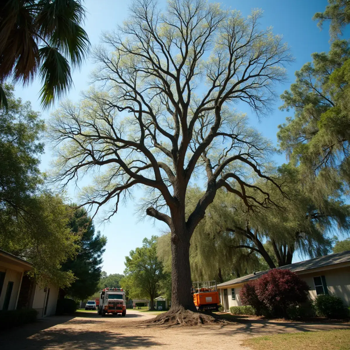 Dead limbs in upper canopy, signs a tree needs to be removed