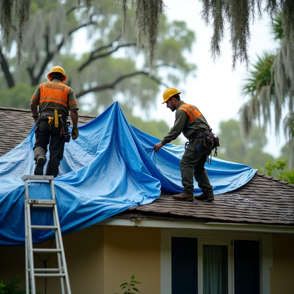 Tarping damaged roof, emergency & storm damage tree service in St. Augustine, FL