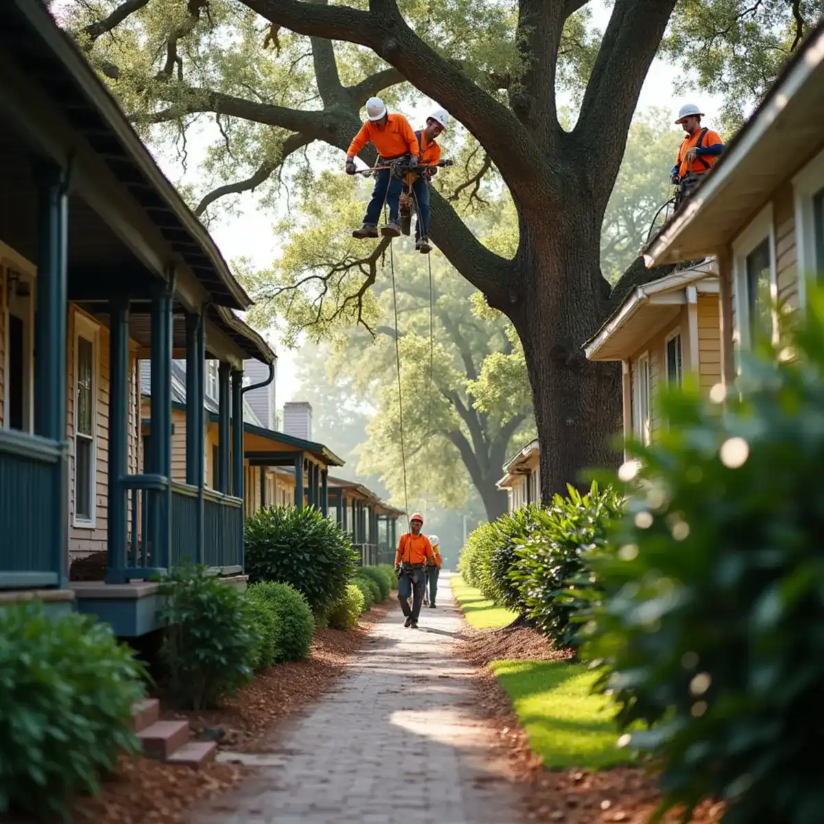 Tree service crew working on mature canopy in Green Cove Springs, FL