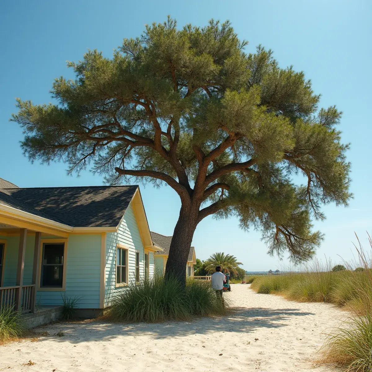 Wind flagged beachside oak, tree service in St. Augustine Beach, FL